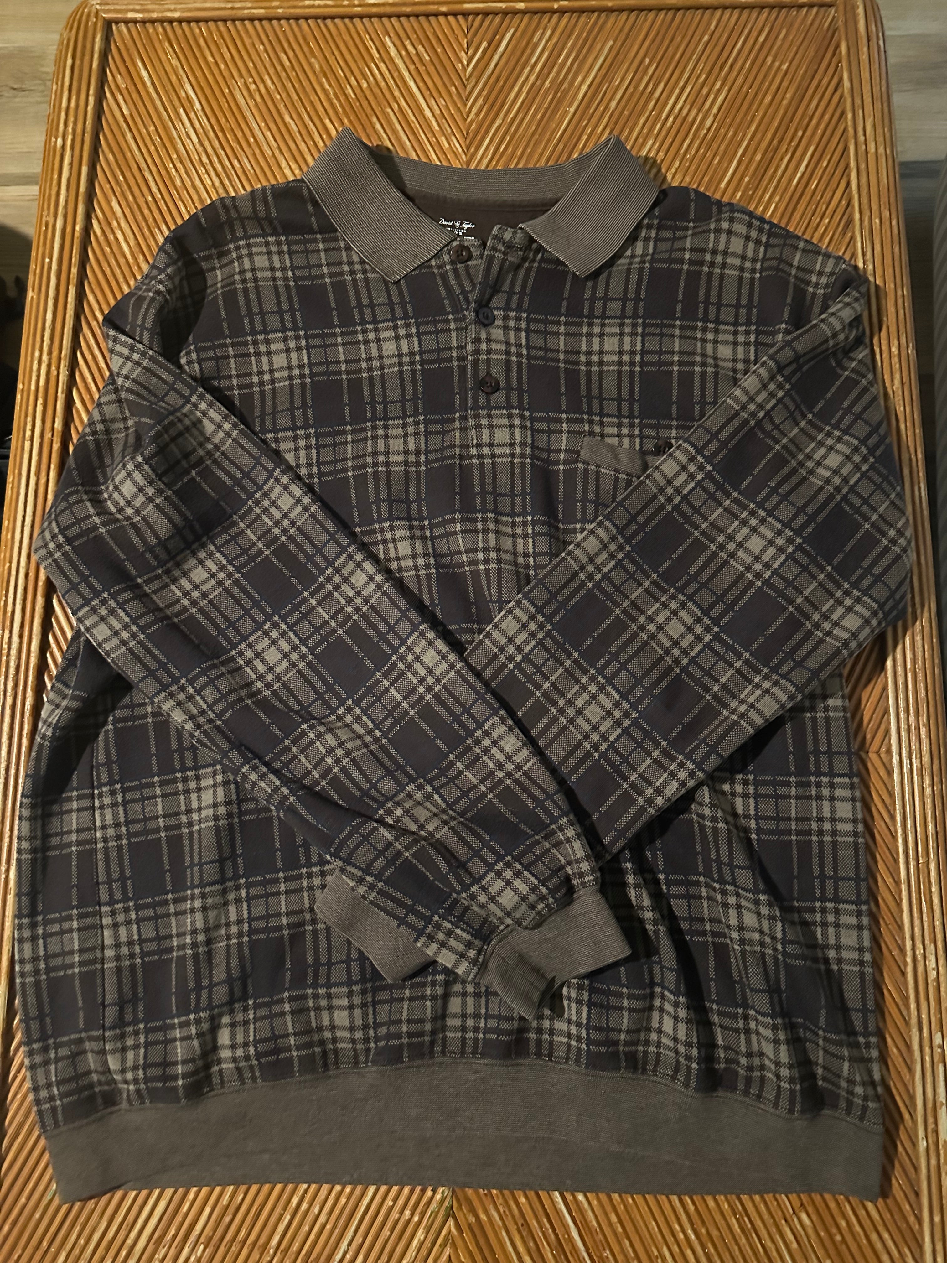 Vintage Brown Plaid Collared Shirt
